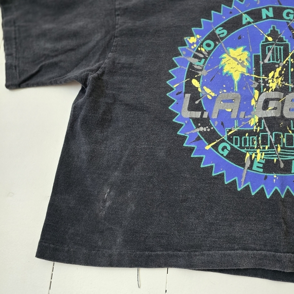 Vintage LA Gear Graphic Logo Tie Dye Single Stitch Cropped Top Tee Tshir… - Picture 3 of 7